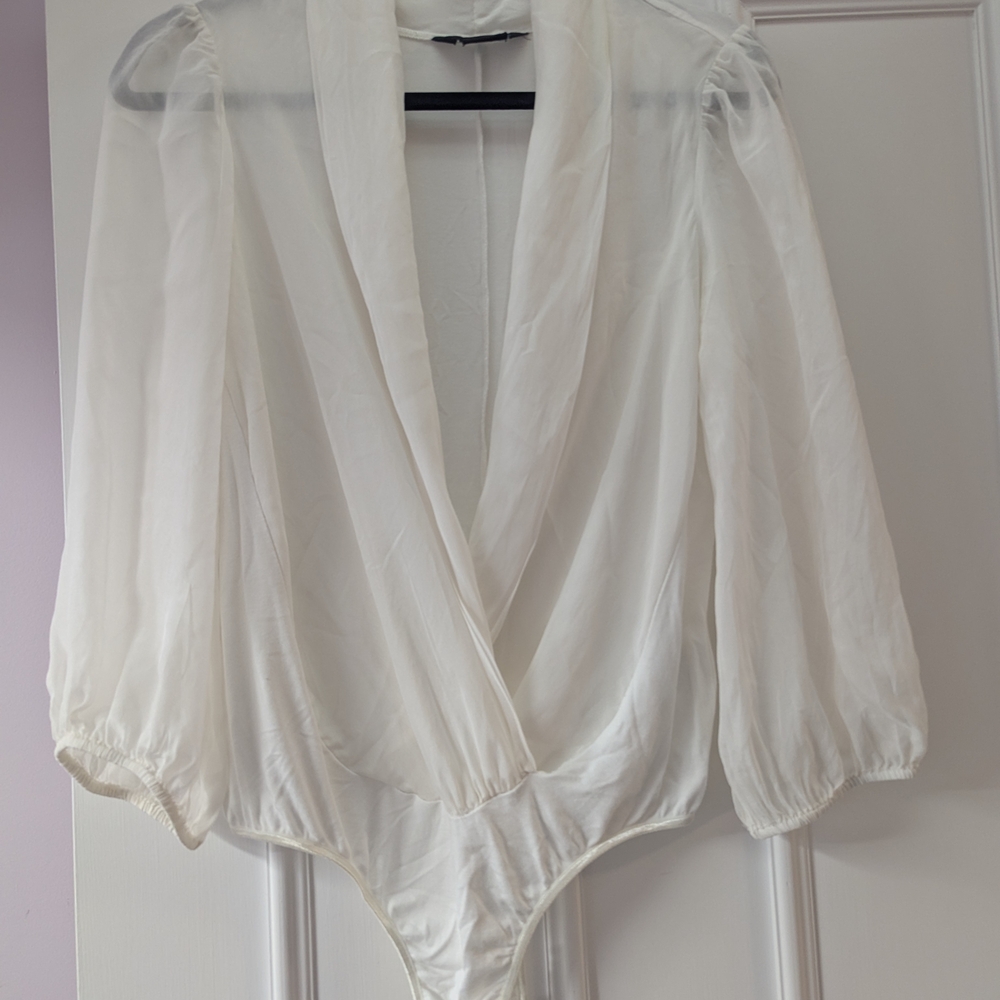 Guess By Marciano Elegant White Sheer Bodysuit